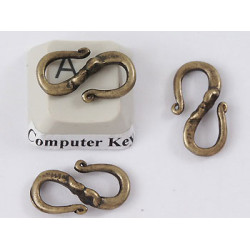 Clasp, S - Joiner, 17mm, antiqued bronze, each