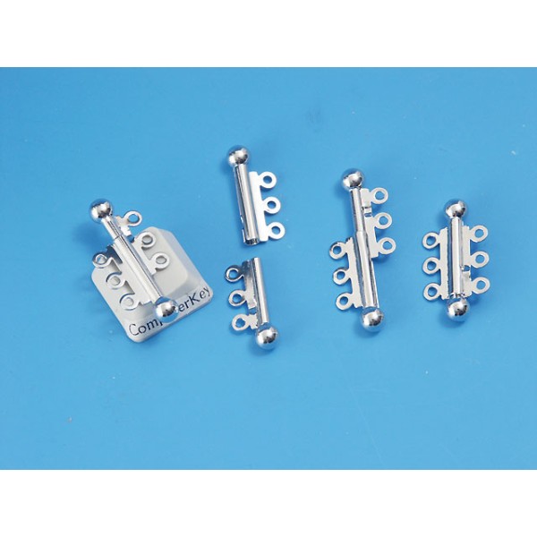 Magnetic slide clasp, 3-Strand, 25mm, NF platinum plate