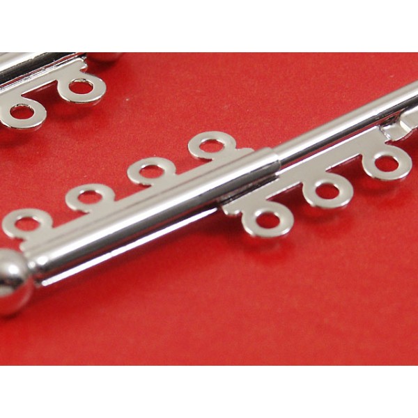 Magnetic slide clasp, 4-Strand, 31mm, platinum plate