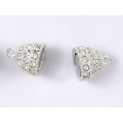 Magnetic clasp, 13x27mm, silver with Rhinestones