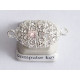 Magnetic clasp, 13x27mm, silver with Rhinestones
