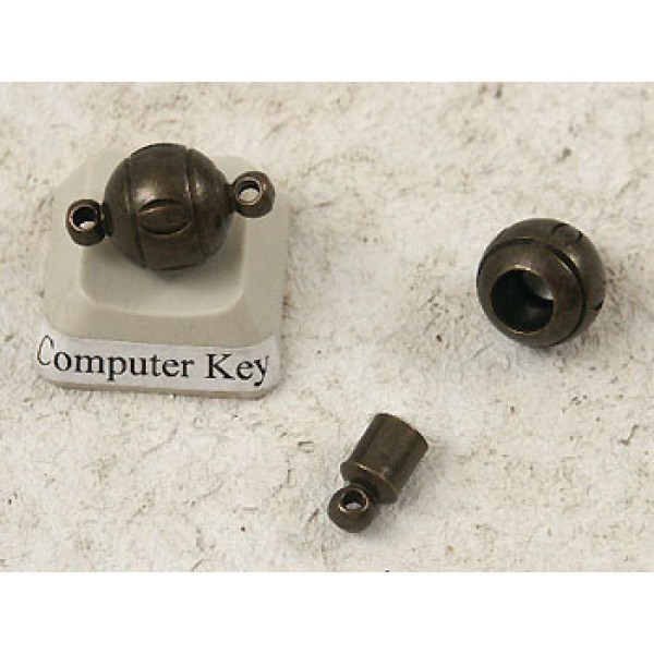 Magnetic clasp, 10mm Ball, antique bronze