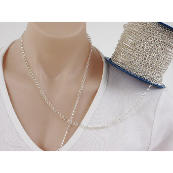 Chain by the Metre, 4.4x6.3mm Oval Link, silver plate, E-coated