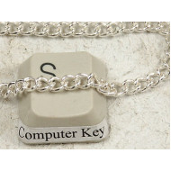 Chain by the metre, medium open curb, silver plate, e-coated