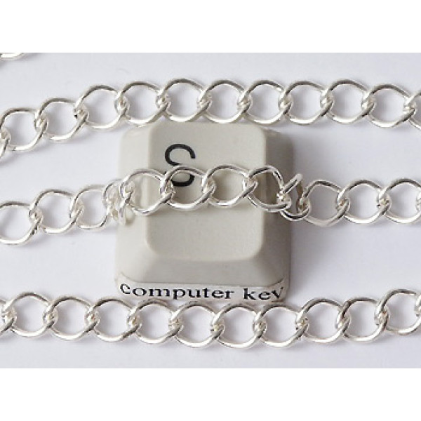Chain by the Metre, 4.8x5.5mm Open Curb, silver plate, E-coated