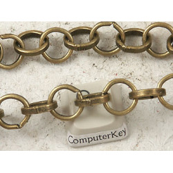 Chain by the metre, big loopy Rollo, 10mm links, ant. bronze