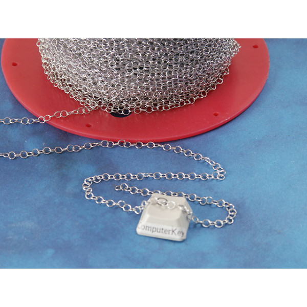 SPECIAL! Chain by the metre, fine open cable 3mm, Rhodium colour