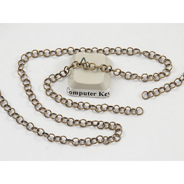 Chain by the metre, fine open cable 3mm, burnished brass