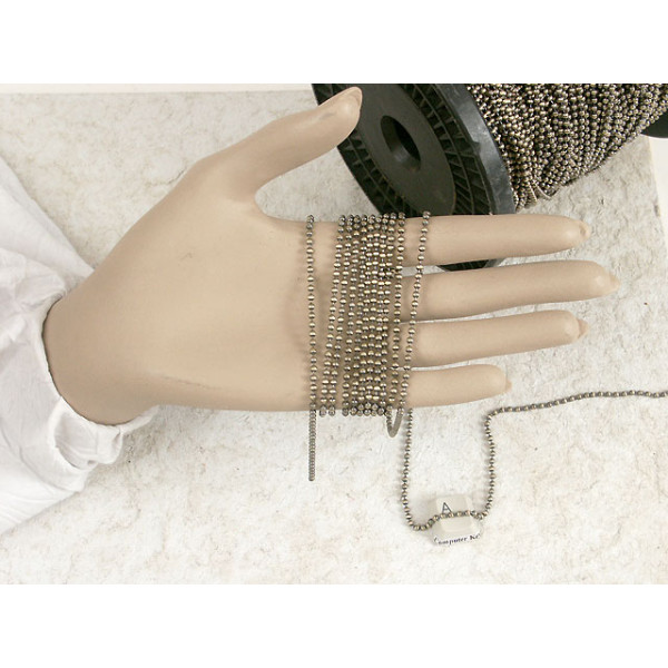 2.4mm Chain by the metre, Brass Ball Chain ant. brass