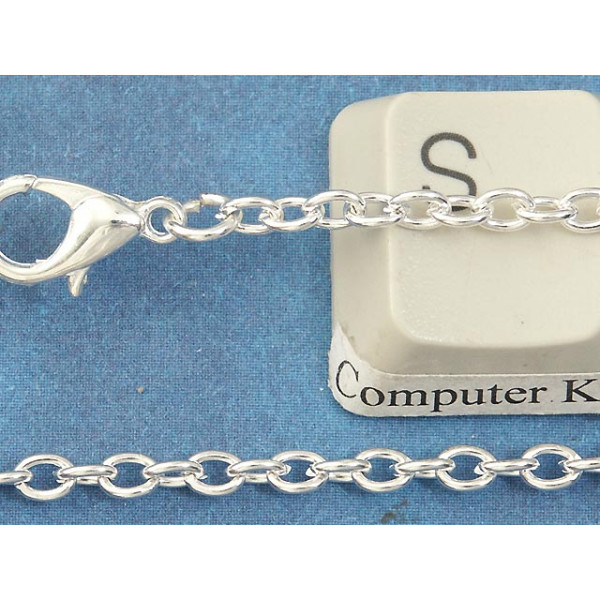 18 inch necklace chain, cable link, silver plate