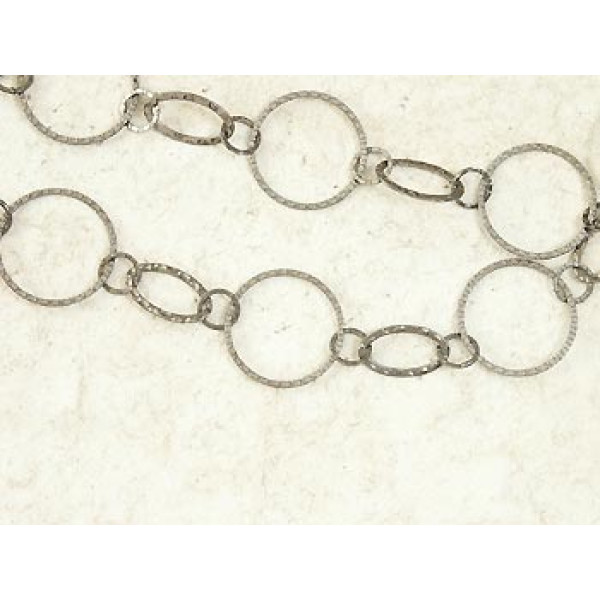 Round Oval Chain Necklace, gunmetal black