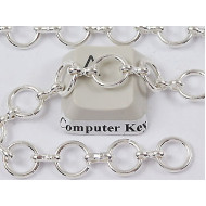 Chain by the metre, circles and peanut joiner, silver plate