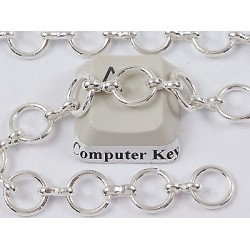 Chain by the metre, circles and peanut joiner, silver plate