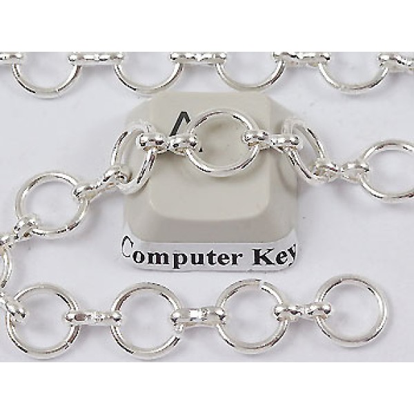 Chain by the metre, circles and peanut joiner, silver plate