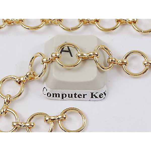 Chain by the metre, circles and peanut joiner, 16 ct gold plate