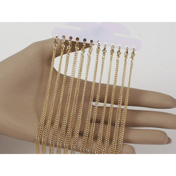 18 inch Display chain, curb link, gold plate, E-coated