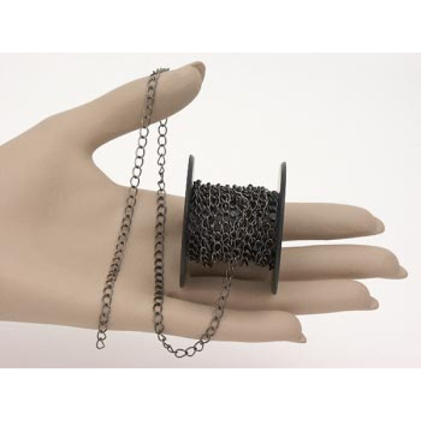Chain by the metre, Curb link, 4.2x5.2mm, gunmetal black