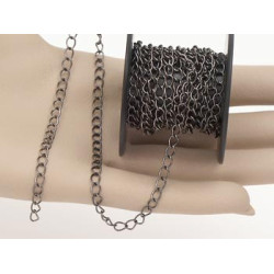 Chain by the metre, Curb link, 4.2x5.2mm, gunmetal black