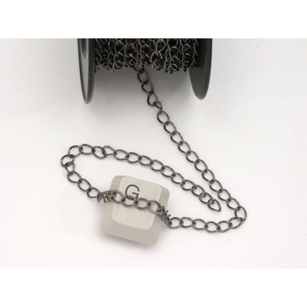 Chain by the metre, Curb link, 4.2x5.2mm, gunmetal black