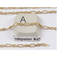Chain by the metre, tiny Figaro, 2.2x5.2mm, Long/3xShort, ant. gold