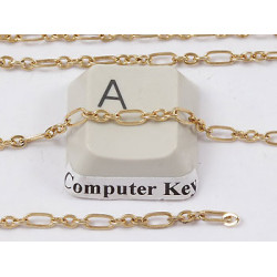 Chain by the metre, tiny Figaro, 2.2x5.2mm, Long/3xShort, ant. gold