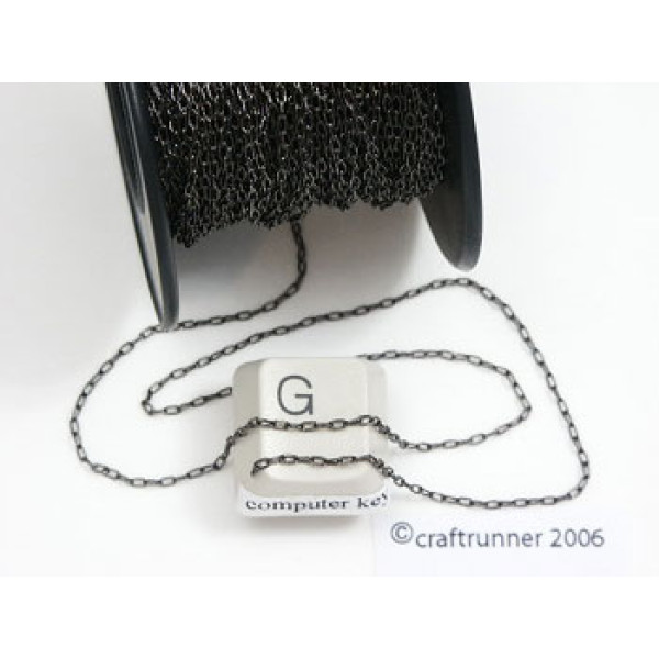 Chain by the metre, Fine Drawn Cable, 1.1x2.4mm, gunmetal black, per metre