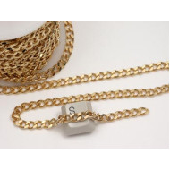 Chain by the metre, Cuban style, 6x7.8mm, 16ct gold plated