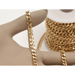 Chain by the metre, Cuban style, 6x7.8mm, 16ct gold plated