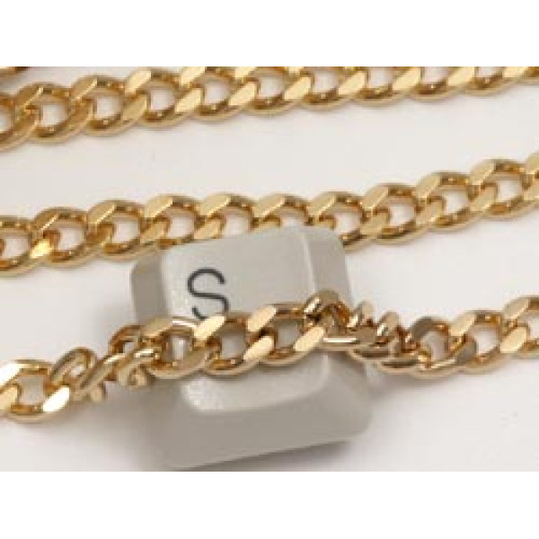 Chain by the metre, Cuban style, 6x7.8mm, 16ct gold plated