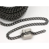 Chain by the metre, Cuban style, 5.2x7.6mm, gunmetal black