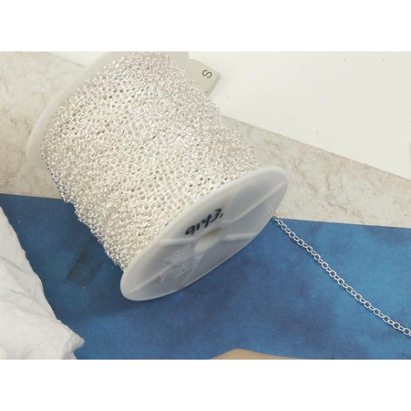 SECONDS: Chain by the metre, fine round Cable, 3.4x2.8mm, Silver plate