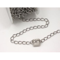 Chain by the metre, Oval Curb, 8x13mm link, nickel,  per 10M