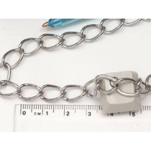 Chain by the metre, Oval Curb, 8x13mm link, nickel,  per 10M