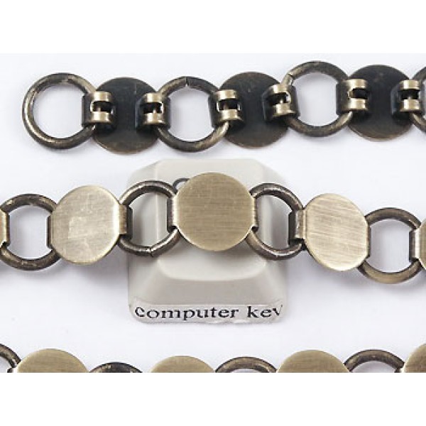 CLEARANCE: Disc and Loop chain, per metre, ant. brass
