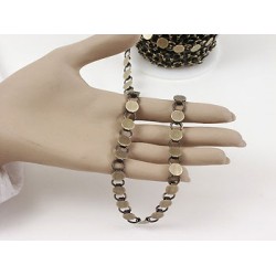 CLEARANCE: Disc and Loop chain, per metre, ant. brass