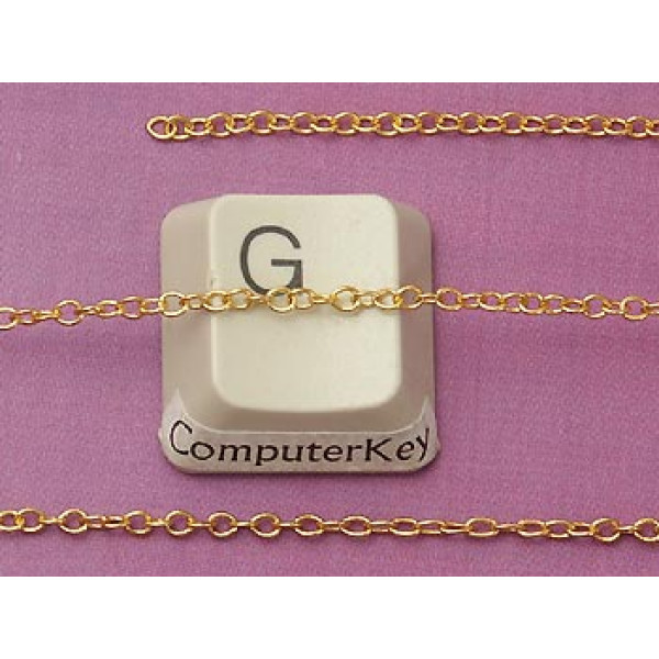 Chain by the metre, fine Cable, 1.5x2mm, NF gold plate, clear coated