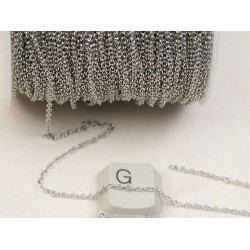 Chain by the metre, fine Cable, 1.5x2mm, NF platinum colour