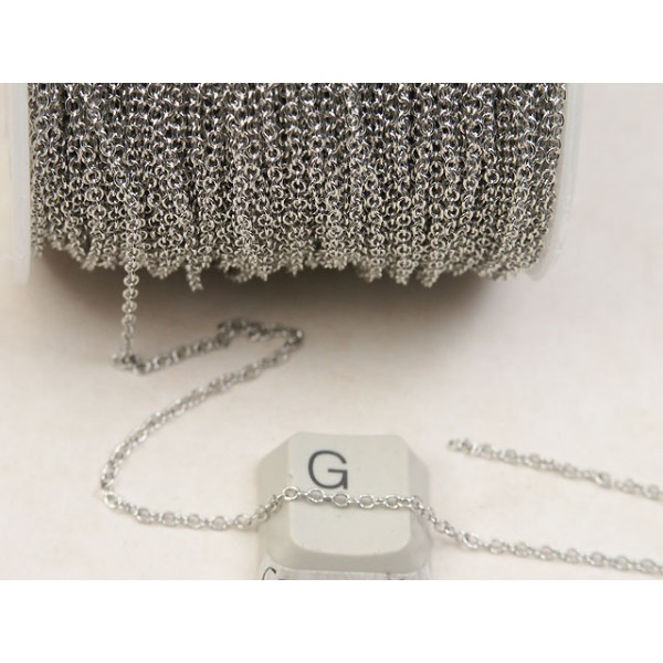 Chain by the metre, fine Cable, 1.5x2mm, NF platinum colour