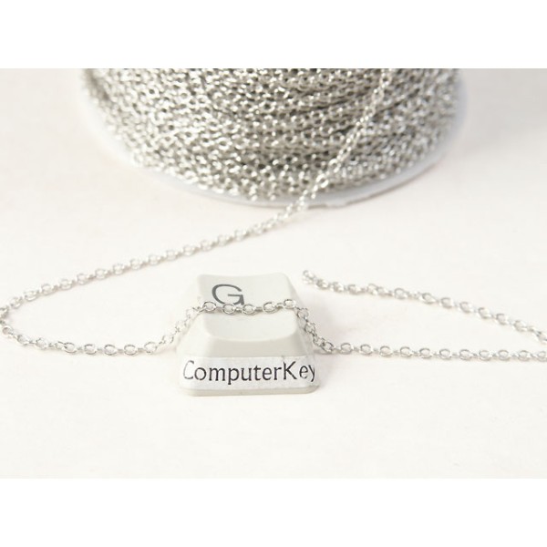 Chain by the metre, fine Cable, 1.5x2mm, NF platinum colour