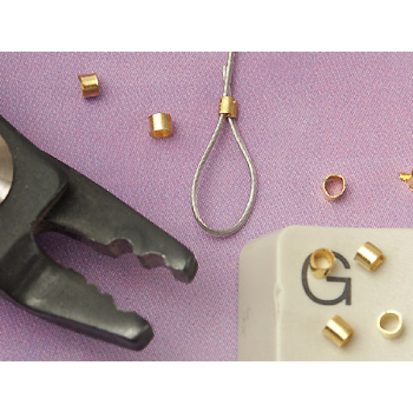 Budget Crimp Bead, Tube, 1.9mm gold plate, per 100