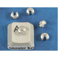 Crimp Bead Cover, 5mm x 3.8mm, silver plate, per 50