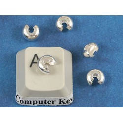 Crimp Bead Cover, 5mm x 3.8mm, silver plate, per 50