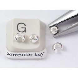 Crimp Bead Covers, 4mm x 3mm, silver plate, per 50