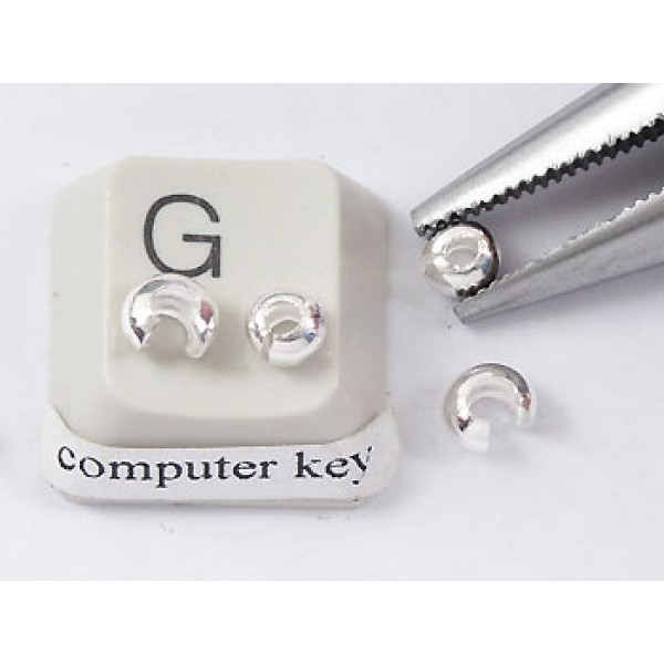 Crimp Bead Covers, 4mm x 3mm, silver plate, per 50