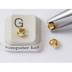 Crimp Bead Cover, 4mm x 3mm, gold plate, per 50