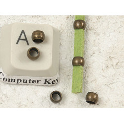 Crimp Bead, 4mm antique brass plate, per 100