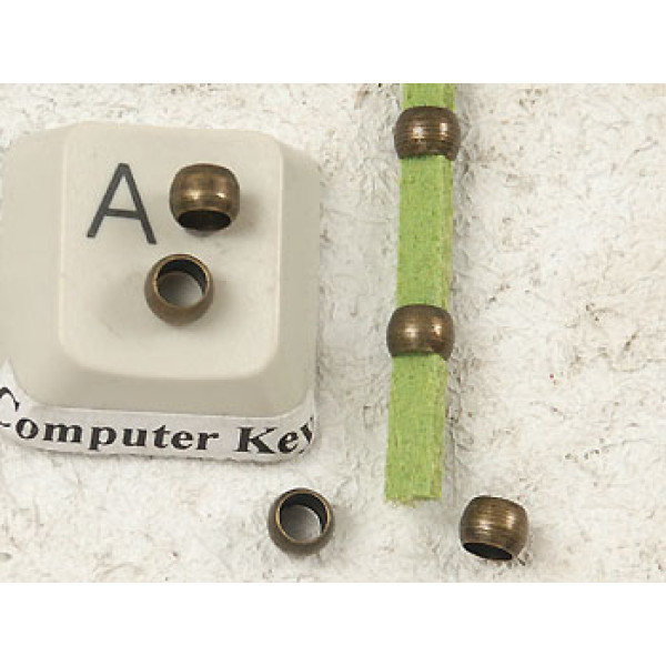 Crimp Bead, 4mm antique brass plate, per 100