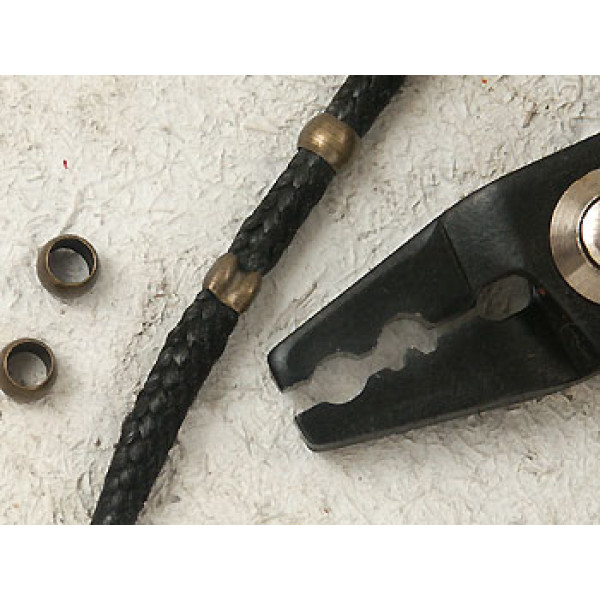 Crimp Bead, 4mm antique brass plate, per 100