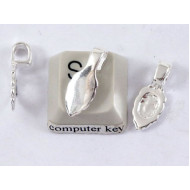 Leaf Bail with med. loop, silver plate, 18mm long