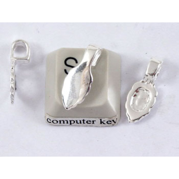 Leaf Bail with med. loop, silver plate, 18mm long